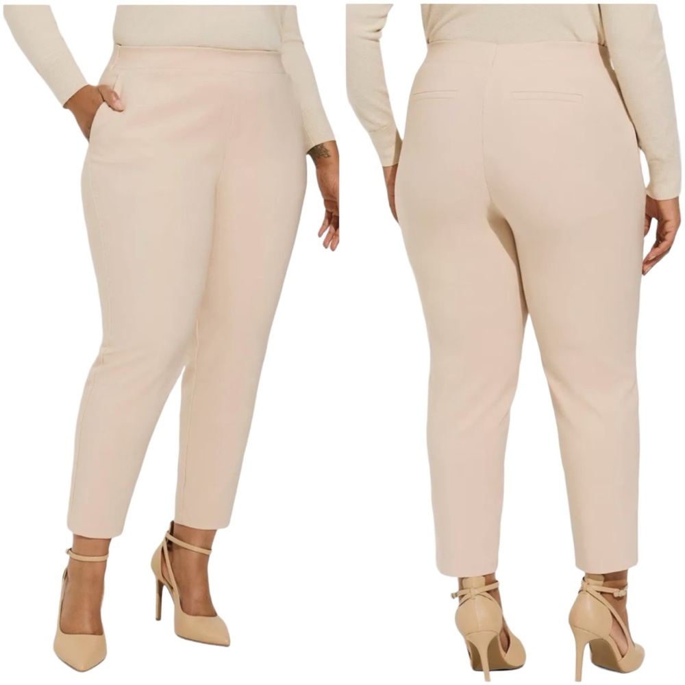NWT Torrid Pull On Relaxed Taper Studio Refined Crepe Hi Rise Pants Beige sz 4X
